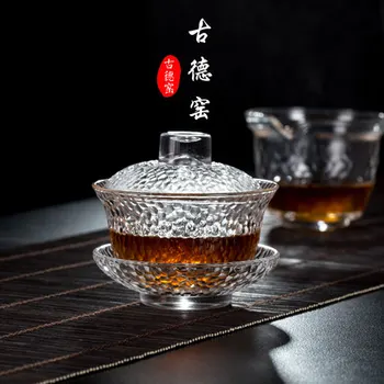 Kalınlaşmış şeffaf cam çay ev zarif bardak kristal kase Kung Fu çay seti