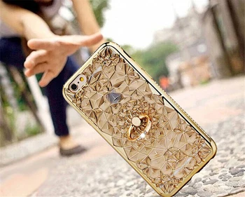 Altın Kaplama Case 5S iPhone8 6 6/ iPhone 8 İçin Sağlam Çiçek Glitter Elmas Telefon kılıfı artı SEVİYELERİNE yumuşak Halka Kapak Ayrıca 3D