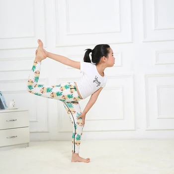 Aşk Kıvılcımı Sevimli Ananas 6-12 T Çocuk Koşu Spor Tozluk Çalışan Çocuklar Yoga Spor Dans Pantolon Yazdır