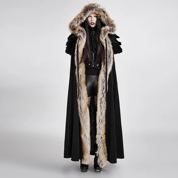 2018 Serseri Rave Gotik Erkek kadın Kış Sarayı Cosplay Ceket, Pelerin,Yünlü callor uzun pelerin ,Visual Kei Rock giyim