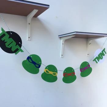 Ping TMNT turtle 3 Metre Çocuk Odası kumaş için Banner Bayrak Birthady Dekorasyon Bunting tedarik Hissettim parti sözcüsü ve geçmiş