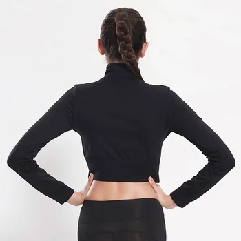 Kırpma Üst Ceket Ceket Kadın Spor Ceket Uzun Kollu Fermuar Seksi Spor Gömlek Gömlek Ceket Çalışan Yoga Fitness Yoga Top Spor Gömlek