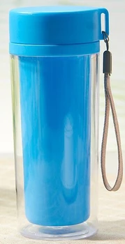 1 adet Renkli Taşınabilir tarzı Seyahat çift duvar su şişesi