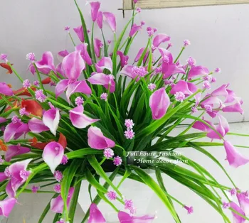 SICAK Mini yapay calla babysbreath yaprak ipek sahte çiçek lily plastik Su bitkileri ev dekorasyonu