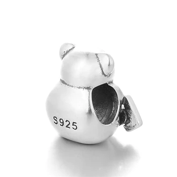 GW Moda Takı Sıcak Satış X354H10 Diy Bilezik İçin 925 Gümüş Ayı Aşkın Takılar Boncuklar Uygun Mor