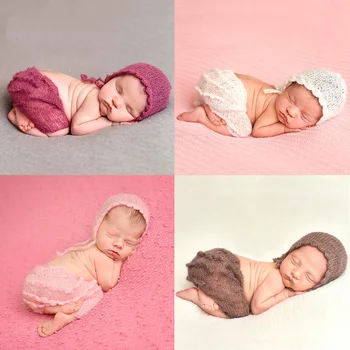 Yeni doğan Bebek Kız Çocuk Fotoğraf Sevimli Tiftik Şapka Kıyafetler Evde Küçük Bebek Doğum günü Aile fotoğraf Çekimi Sahne foto Prop Giyim