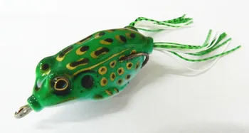 50pcs 5CM 8.4 G Topwater Frog Vücut Yumuşak Balıkçılık Cezbeder Bas Kanca Yemler 5 renk Ücretsiz Kargo Mücadele Crankbait