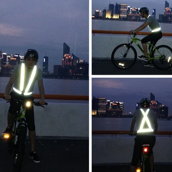 Gece İçin yeşil / Turuncu Güvenlik Güvenlik Yansıtıcı Yelek Fosforlu Şerit Kemer Askıları LTT9231 Koşu Bisiklet Koşu