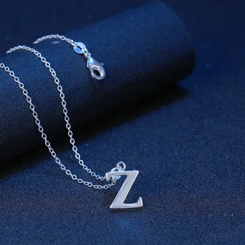 Klasik mektup Z standart kolye 925 gümüş zincir moda basit stil kadın kolye tanışma Partisi