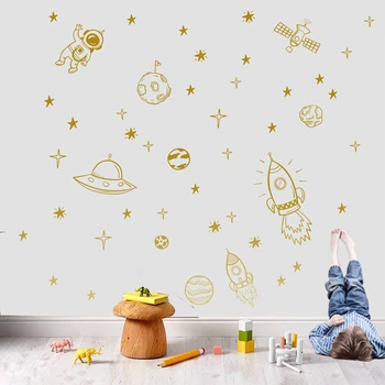 Çocuk Odası Dekorasyonu, Dış Mekan Duvar Çıkartması Çocuk Odası Çocuk Yatak Odası Dekor NR13 İçin Yaratıcı Vinil Duvar Sticker Astronot roket Gemi