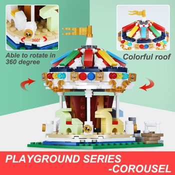 MEOA Eğlence Parkı Dünya Dönme Dolap Teknik Yapı taşları Tuğla Oyuncaklar Uyumlu Legoing Minecrafted Model Lepin Set