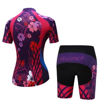 Kadın Bisiklet Giyim Kısa Kollu Jersey ve X'LER Şort Setleri Çiçekler Bisiklet 4XL Yastıklı-