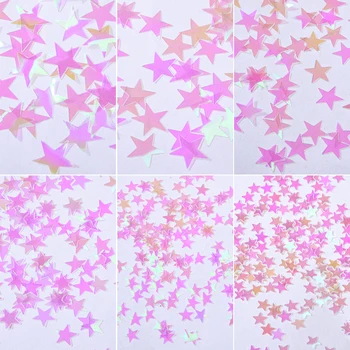 6Pcs/DİY Parlak Manikür Tırnak Sanat Süslemeleri İçin Yarı Saydam Yıldız Şekli Tırnak Glitter Payetler Aurora İpuçları Paillettes Ayarlayın