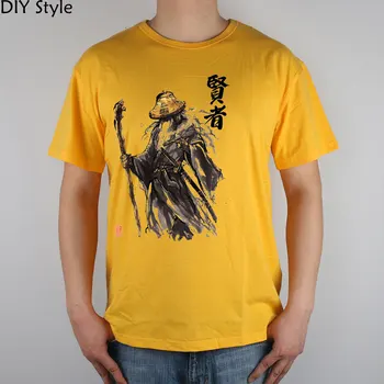 Hat T ile Gandalf Samuray tarzı sumi-shirt pamuk Lycra en Moda Marka t shirt erkek yeni