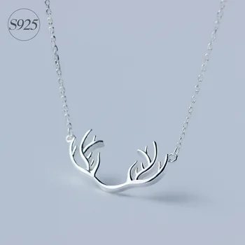 Gerçek. Gümüş takı boynuzu geyik Boynuzu Şekli Slayt Kolye Gümüş-taşlı-925 hayvan charm mücevher 18
