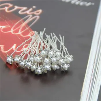 40 ADET/Lot Kadın Güzel Düğün Gelin Kristal Taklidi İnci Çiçek Saç Pin Klip Saç Örgü Araçlar Saç Aksesuarları