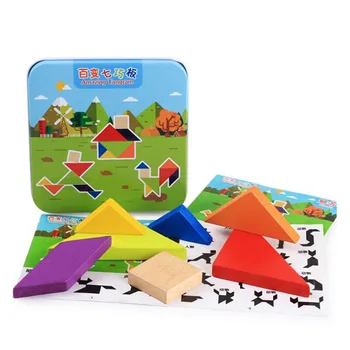 Çocuklar için ahşap Tangram 7 Parça Puzzle Renkli Kare ZEKA Oyunu Zeka Oyunları Akıllı Eğitici Oyuncaklar