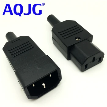 1 Çift IEC C14 Erkek+C13 Dişi Inline Rewirable Ana Güç Fiş Konnektör AC 250V 10A-M25 AQJG