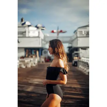 Hirigin 2018 Yeni Fırfır Saf Siyah Kadın Mayo Tek Parça Kadın Suimsuits Banyo Beachwear Paded Sutyen Seksi Kadın Yukarı İtin