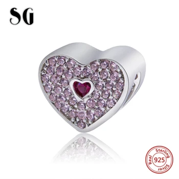 SG pandora Charm Gümüş 925 diy boncuk Otantik pandora charms bilezik Moda Takı kaynağı Uygun kalp şeklinde toplama seviyorum