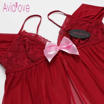Avidlove Seks Kıyafetlerini G İle İç Çamaşırı Seksi Yular Dantel Örgü Geceliği Seksi-String Mini Yay İç Çamaşırı Seks Kadın İç Çamaşırı Kostüm
