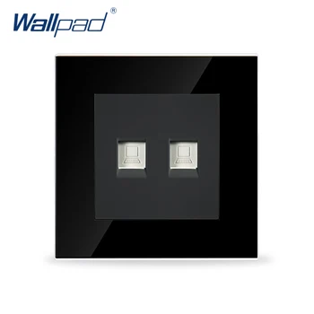 Wallpad Çift Veri Soket Siyah Kristal Cam 86*86 mm Çift Bilgisayar İnternet HARİCİ Veri Soket Jack Ücretsiz Kargo Geçin