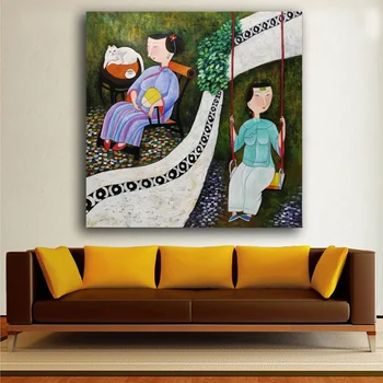 El Tuval Hu YongKai Çin Çağdaş Sanat Kadın Sanat Duvar Resimleri Oturma Odası Ev Dekorasyonu için yağlı boya Resim