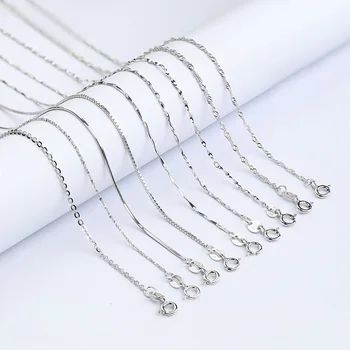 % 100 Gümüş Kadın Moda Charm 925 Gümüş Kolye Orijinal Temel Zincir Lüks Takı Zincir