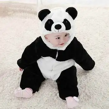 2016 Yeni Yeni Doğan Bebek Sevimli Hayvan Panda Uzun Kollu Pamuk Kış Romper Bebek Kostümü Giyim Elbise Kapşonlu