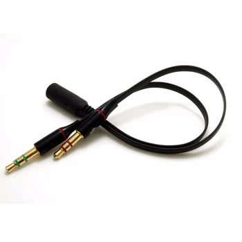Üst Kalite Siyah 3.5 mm Jack Y Splitter 2 Erkek 1 Dişi Kulaklık Mikrofon Ses Kablosu Kablosu 20cm Mayitr