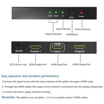 Aikexin HDMI Splitter 1x2 HDMI2 4K.HDCP2 0 Splitter.2 3D 1080P HDTV 1 Giriş 2 Çıkış HDMI 2.0 3840x2160/60 Hz Splitter