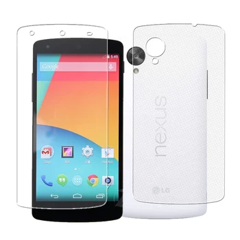 LG Nexus 5 E980 Guard Film Nexus5 Ön İçin cep Telefonu Yumuşak Arka Film +Sertleştirilmiş Cam Ekran Koruyucusu Geri Koruyucu Cilt