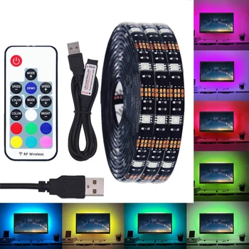 BEİLAİ DC 5 V USB Şerit 5050 su Geçirmez RGB Işık Esnek 50 CM 1M 2M Aydınlatma, TV arka Plan İçin 3 17Key Uzaktan ekleyin LED