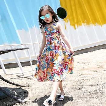 2018 Yeni Kız Elbise Yaz Kız Çiçek Sundress Elbise Çocuk Bebek Kostüm Çocuk Giyim Elbiseler