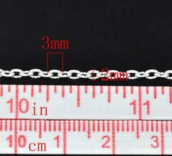 Doreen Kutusu Güzel 10M Gümüş rengi (B14897)3x2mm Kablo Bağlantı Zinciri Dokulu
