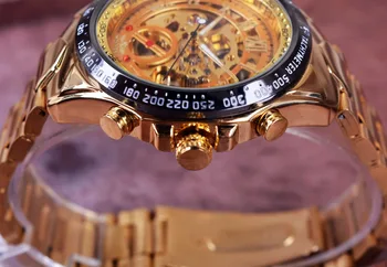 Kazanan Tam Paslanmaz Çelik Altın Saat Sayı Bezel Spor Tasarım Erkek Üst Marka Lüks Otomatik Mekanik İzle Saat Saatler