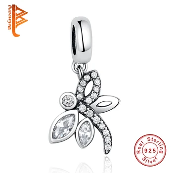 BELAWANG Yeni 925 ayar Gümüş Yusufçuk Uğurböceği Çiçek Kolye Cazibe Uygun BW Bilezik Orijinal Takı Yapımı Kolye