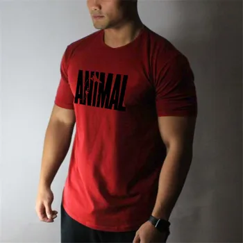 Marka t shirt mens pamuk Kas fitness adam HAYVAN t-shirt Giyim vücut geliştirme egzersiz Tshirt Homme spor salonları