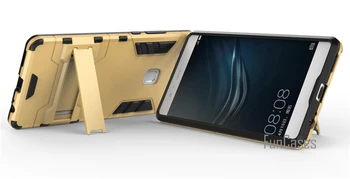 Huawei P9 Plus Kılıf 5.5 inç Çift Katmanlı Hibrid Kickstand Case İle P9 Huawei Zırh Zor PC+SMS ile Darbeye Dayanıklı Artı