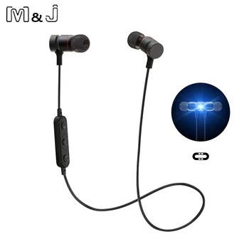 M&J Rahat Kablosuz Bluetooth Telefon İçin Mikrofon Kulaklık İle Manyetik Stereo Gürültü Azaltma Spor Koşu Kulaklık Kulaklıklar