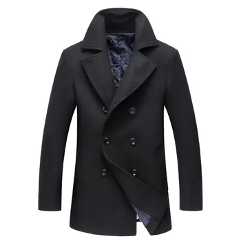 Erkek moda Palto 2017 Kış çift yün trençkot ceket Erkek rahat ceket Mont Kabanlar erkek yün kruvaze