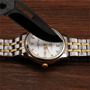 KİNGNUOS Erkek Saatler Üst Marka Kuvars Saati Moda Gümüş Paslanmaz Çelik Suya Dayanıklı Siyah Kadran Altın kol saati Relogio