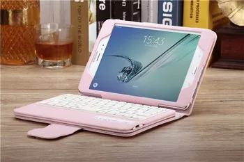 Çıkarılabilir Kablosuz Bluetooth Klavye Galaxy Tab 9.7 T550 T555 T551 Bir Tablet Samsung İçin PU Deri Kapak Kılıf Standı