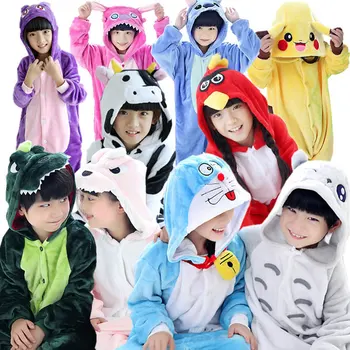 Noel için çocuklar Çocuklar Kızlar Karikatür Hayvan Pikachu Stitch Lilo Unicorn Pijama Kıyafetler Pijama Çocuklar Cosplay Kostüm Halloween