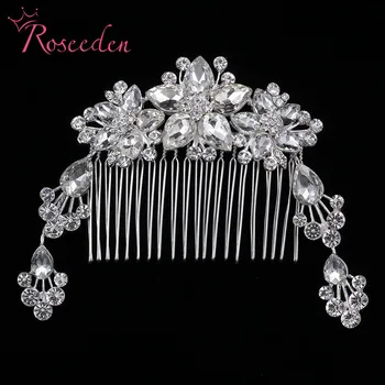 Promosyon moda düğün saç tarağı büyük elmas taklidi çiçek saç bandı güzellik parlayan saç aksesuarları RE824 Nedime