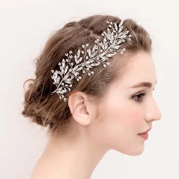 Gümüş Zarif Çiçek İnci Düğün Saç Asma Gelin Aksesuarları Vintage Kadınlar LB Saç Mücevher Başlık Bandı