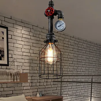 LED Amerikan Demir Su Borusu Vintage lambalarla Ev Aydınlatma Yemek Odası Tarzı Loft Endüstriyel Lamba Hanglamp