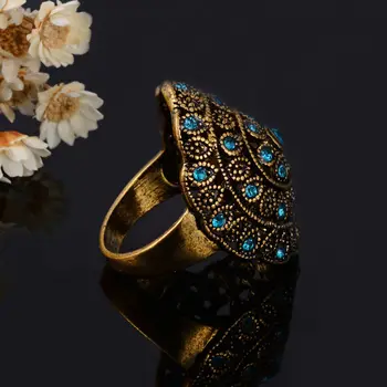 Joyme Marka Bohem Antik Mavi Parmak Altın Rengi Yüzük İçi Boş Mor Kristal İnce Vintage Yüzük Mücevher Anel
