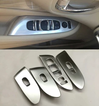 Araba Aksesuarları ABS Mat İç Kapı Kolçak Panel Kapağı 2016 Nissan Murano İçin Sol Elini kullanan Sürücü İçin 4 adet Kırpar Geçin