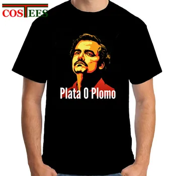 Artı boyutu 3XL Plata o Plomo Narcos Pablo Escobar, Gümüş ya da Kurşun Erkek gömlek Erkek T Pamuk kısa kollu Casaul erkek Tişört için T-shirt